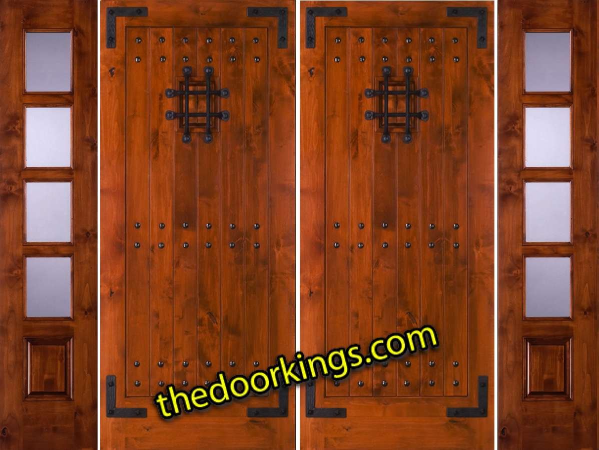 sw70 knotty alder double door with two sw 68 sidelites
